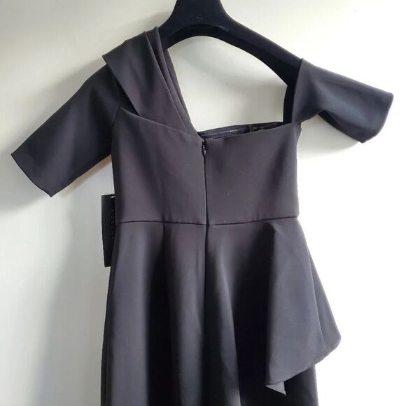 Adrianna Papell Asymmetric Column Evening Black Gown NWT Size 0 - Picture 10 of 15